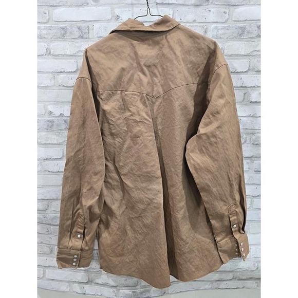 Wrangler Pearl‎ Snap Shirt Mens XL Tan Khaki Canvas Vintage Firm Finish - Picture 7 of 7